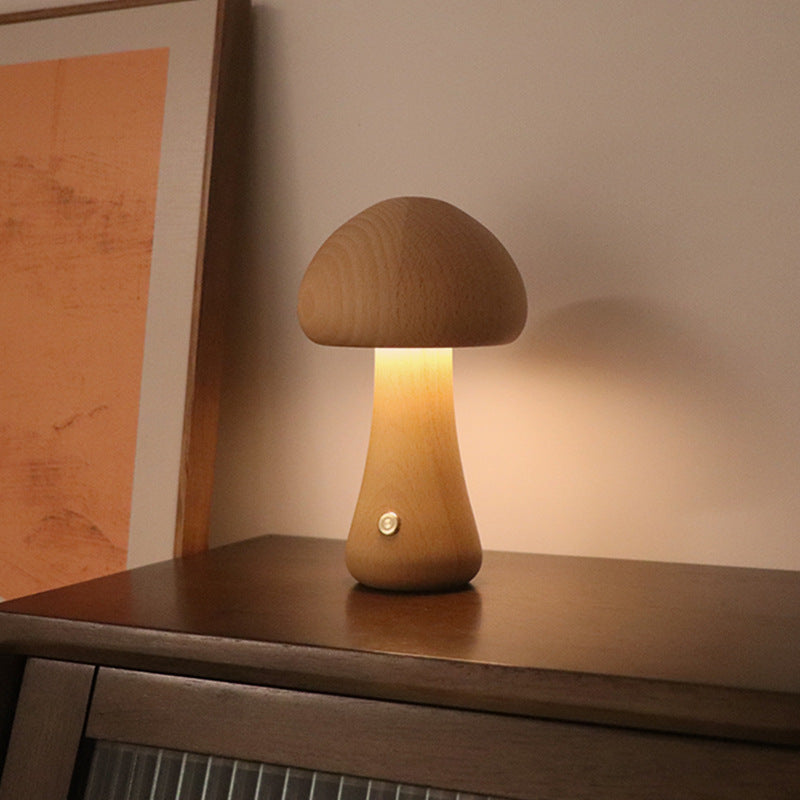 Wooden Mushroom LED Night Light